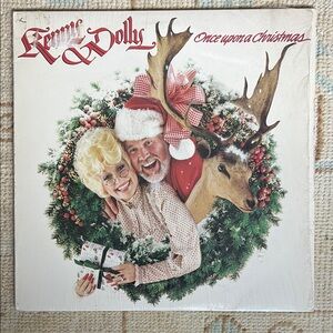 Vintage 1980s Dolly Parton and Kenny Rogers Once Upon a Christmas Vinyl Record